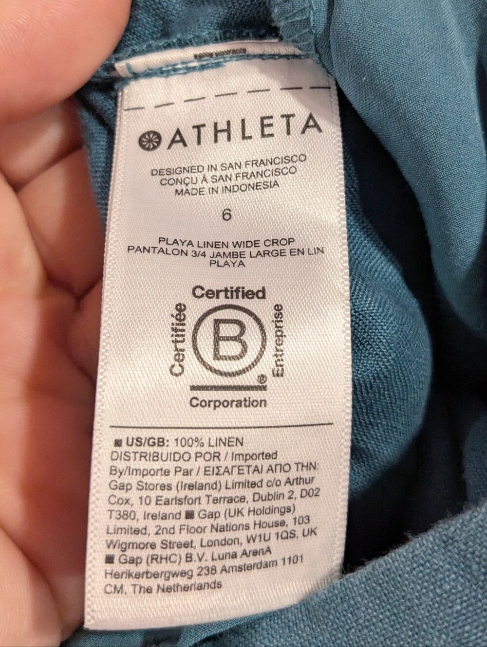 Athleta Playa Linen Wide Crop Pant In Borealis Green - Picture 7 of 7